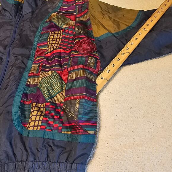 Vtg 90s Active Stuff Windbreaker Jacket Multicolor Abstract Geometric Rare Large - Picture 9 of 10